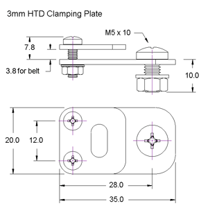 3mm HTD Clamping Plate Dimensions