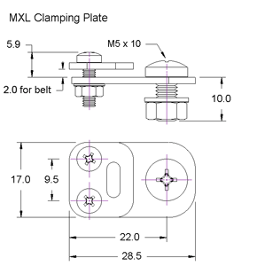 MXL Clamping Plate Dimensions