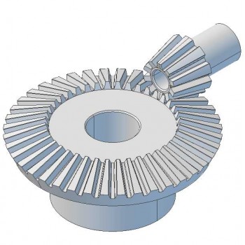 Pair Bevel Gears, 1 Mod, 10 Tooth + 40 Tooth