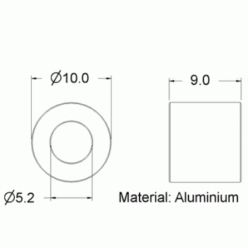 Spacer 5.2d x 10D x 9W Aluminium Pack of 4.