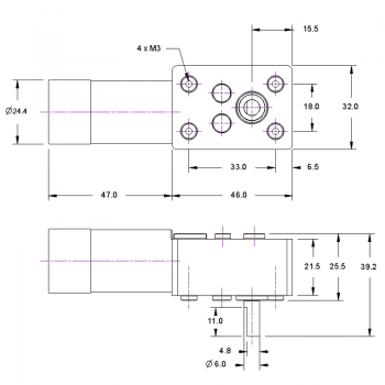 Worm Gearmotor, Ratio 330:1, with encoder