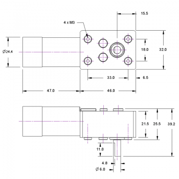 Worm Gearmotor, Ratio 180:1, with encoder