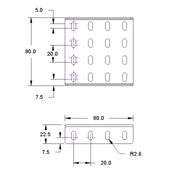 Square Construction Base, 80 x 80 x 22