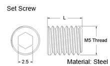 M5 Set Screw Dimensions