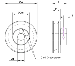 Grooved Round Belt Pulley Diagram